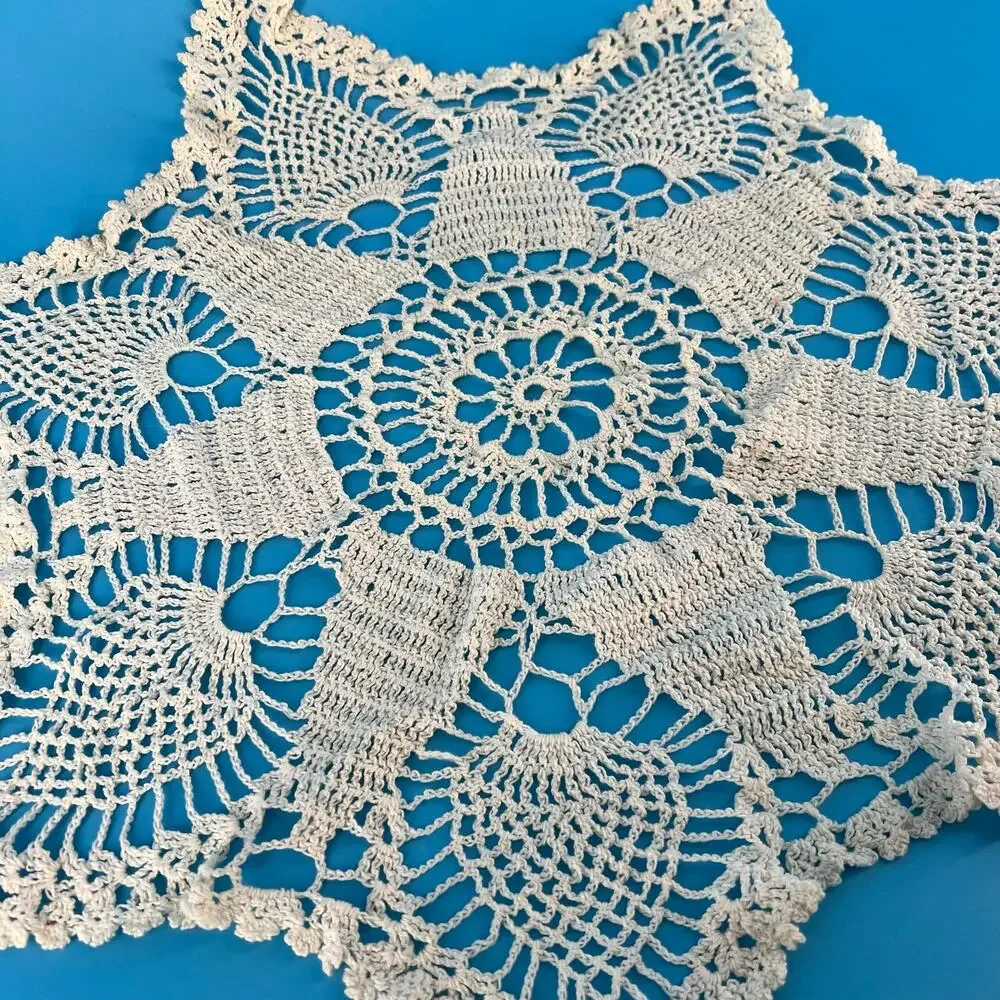 70s Crochet Large Doily Cottage 1970s Vintage